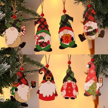 Нова Година 2022 Коледа Коледа Дървени Рисувани Коледно Дърво Капка Декорация на Дървени Висящи Украшения за Дома, Подаръци, Коледни Навидад