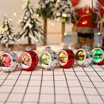 Нова Година 2022 Кухи LED Коледна топка Коледна украса за декориране на дома Подаръци Натальные 2021 Коледно дърво Висулка Навидад Декор