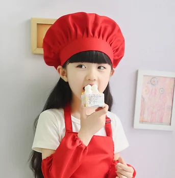 Нова детска Шапка за готвач+Престилка Сладки Бебешки Момчета Кухненски Работни Шапки на Едро Детски шапки Безплатни Обикновена Нагънат Цилиндри Безплатна доставка