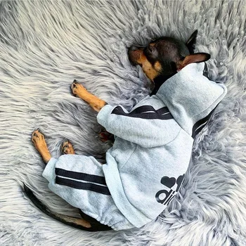 Нова зимна топли дрехи за кучета Костюм за кучета Качулки Гащеризон Чихуахуа Облекло за кутрета за малки до средни кучета Булдог Облекло Adidog
