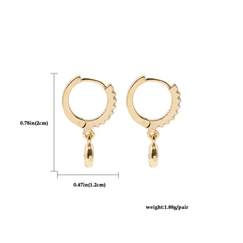 Нова Мода CZ Crystal Кръгли Обеци с висулки за жени Модни Малки малки обеци-пръстени с цирконии, Обнимающие Сватбени декорации