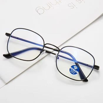 Нова рамки за очила Дамски Мъжки слънчеви Очила Ретро Късогледство Оптични рамки, Метални, прозрачни лещи Мъжки слънчеви очила в рамки Blue-Ray Компютърни очила