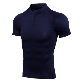 Нова тениска за бягане Мъжка Спортна тениска за бодибилдинг Бързосъхнеща светкавица Плътен цвят с къс ръкав Фитнес обтягивающая спортно облекло