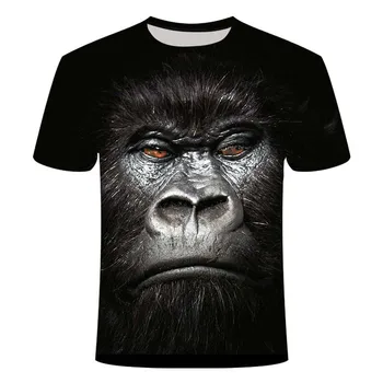 Нова тениска с 3d печат, мъжки и дамски тениски с изображение на маймуна с едно и също животно, с къс ръкав, Забавен дизайн, Всекидневни Топ, графична тениска
