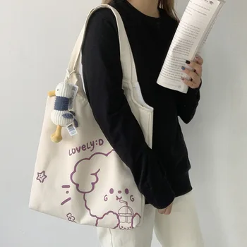 Нова холщовая чанта Дамска Чанта на едно рамо за студенти Японски колеж Дамска чанта с Голям капацитет за модни студенти