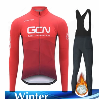 Новата GCN 2022 Зимен комплект от мек вълнен плат колоездене джърси за колоезденето Mountian Велосипедна облекло Ropa Ciclismo Дрехи за състезателни велосипеди Комплект за колоездене на открито