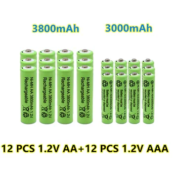Нови 1,2 НА AA 3800 mah NI-MH Акумулаторни батерии+1.2 AAA 3000 mah Акумулаторна батерия NI-MH батерия