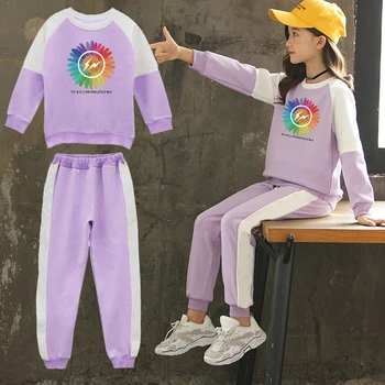 Нови комплекти дрехи за момичета 2021 Есен Зима Риза с дълъг ръкав + Панталони Облекло Бебешки дрехи Спортни дрехи за тийнейджъри 5 6 8 9 10 12 години