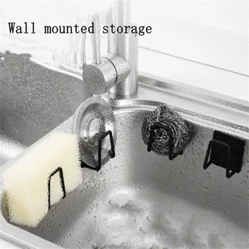 Нови кухненски прибори мивка от неръждаема стомана гъба рафтове за съхранение на самозалепващи дренажна простор рафтове за съхранение на кухненските стени