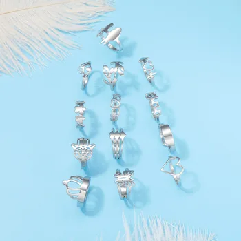 Нови Модни минималистичные Дамски пръстени от Неръждаема стомана, Модерно Сърце на Звезда на Короната на Пеперуда на Цвете Геометрични Пръстени за пръстите на Bijoux Femme