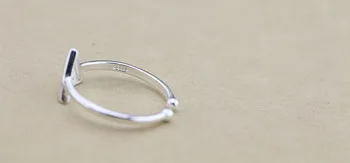 Нови Постъпления Пръстени от сребро проба 925 Сребърен Геометрично треугольное пръстен с отворени пръстени За момичета Дамски подарък бижута