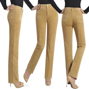 нови прав дамски панталон кадифе с дълги панталони плюс размер 7xl вельветовая еластична талия