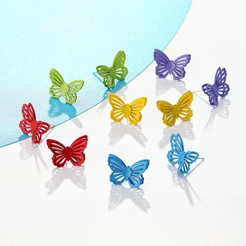 Нови прости сладки бонбони цвят Стерео обеци-пеперуди за женски мини сладки обеци с лък за момичета на мальчишнике, Украшения за уши