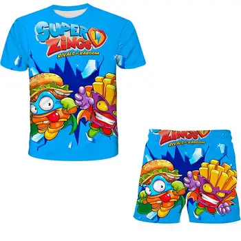 Нови Суперзинги за малки момчета Супер Zings серия 4 Тениска+шорти с принтом Детски костюм за момичета Ежедневни бебешки комплекти Дрехи Лято 2021