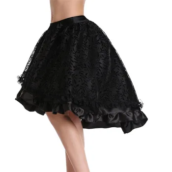 Нови черни миди-поли в стил steampunk за жени Елегантна пола от тюл Готическата плиссированная космати лейси корсетная нерегулярная пола-midi-пакет S-6XL