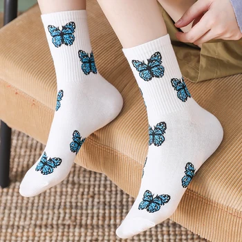 Нови Чорапи-пеперуди Дамски градинска облекло Harajuku Экипажная мода Размера на ЕС 35-40 Японски корейски сладки лилави дизайнерски чорапи