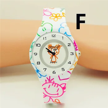 Новоприбывшие детски тънки графити каишка мультяшные ръчни часовници за жени рокля за насърчаване подарък цветни водоустойчиви часовници El reloj