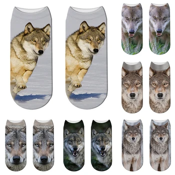 Новост 3D Чорапи с принтом животни Забавно куче Дамски летни спортни чорапи дишащи с ниска глезените Памучни чорапи с празничен подарък чорапи