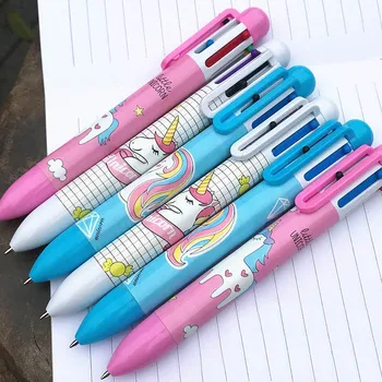 Новост 6 Цвята, В 1 Химикалка писалка Rainbow Unicorn Kawai Фламинго Химикалка Писалка за Деца, Подарък Творчески Материал, Ученически Пособия