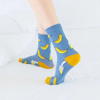 Новост Ежедневни Творчески Плодове на 3D Принт Средни Чорапи за жени с Високо Качество-Тънки Прозрачни Кристални Копринени Чорапи Meias Сокс
