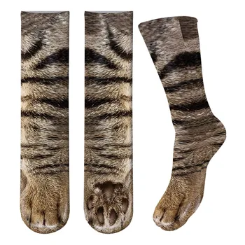 Новост Чорапи за екипажа от лапите на животните Забавни памучни чорапи с леопардовым социалният за жени Kawaii Стоковая Котка Куче, Кон, Зебра Прасе Лапа за парти