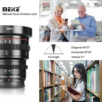 Обектив Meike 25 мм Т2.2 с ръчно фокусиране Асферический Портретен обектив за Sony E-Mount /За fuji X-Mount /За Olympus Panasonic M4/3-Определяне на