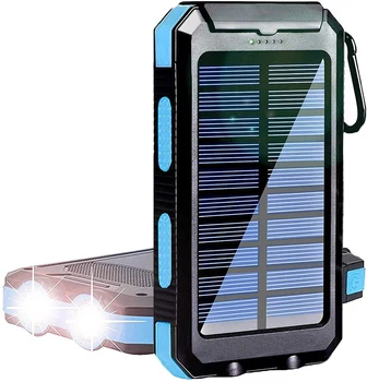 Обзавеждане за нощуване на открито за оцеляване 20000 ма Джобно Водонепроницаемое Зарядно устройство за слънчева Енергия с led фенерчета за приключения