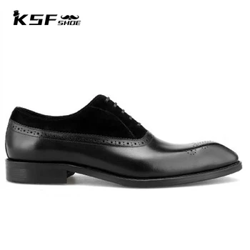 Обувки KSF Оксфорд обувки за мъже, Луксозни Дизайнерски Сватбени обувки са ръчна изработка от естествена кожа, с акцент Вечерна рокля Италиански обувки Мъжки оригинален
