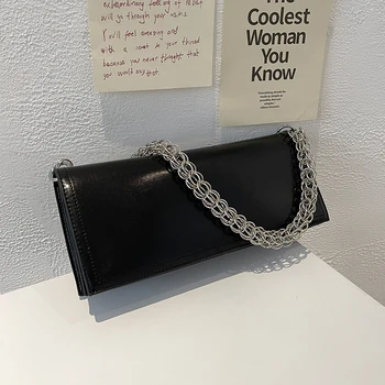 Однотонная квадратна чанта през рамо 2020 Модерна Нова качествена дамска дизайнерска чанта от изкуствена кожа с ключалката на веригата през рамо дамски чанти-незабавни посланици