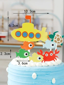 Океанская тема Торта за рождения Ден на Topper Плува Момче Летен ден Гмуркане Украса на Торта за рожден Ден Десертни Прибори За печене на Знамена