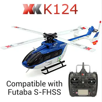 Оригинален XK K124 EC145 6-канален Бесщеточный двигател 3D 6G Система RC Хеликоптер е Съвместим с FUTABA S-FHSS RTF VS XK K110 K120