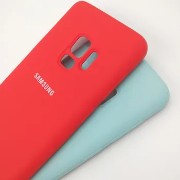 Оригинален Калъф за мобилен телефон Samsung S9 Plus Течен Силиконов Защитен Калъф за Galaxy S9 S9+ SM-9600 SM-9650 Мека Копринена Обвивка на Корпуса