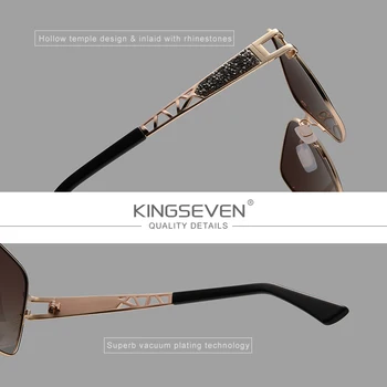 Оригинални дамски слънчеви очила KINGSEVEN Поляризирани Луксозни маркови дизайнерски Нови модерни дамски слънчеви очила с куха дърворезба Oculos de sol feminino