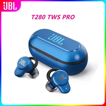 Оригинални Слушалки JBL T280TWS Pro Bluetooth Стерео Слушалки с басовым Звук Слушалки Шумоподавляющие Слушалки с зарядно калъф за микрофон