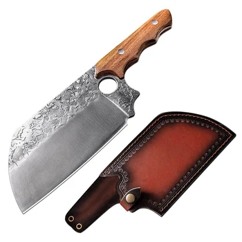 Остър кухненски нож Longquan нож за месо и риба, ръчно коване от высокомарганцевой стомана многофункционален нож на главния готвач без смилане