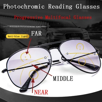 Открит Слънчеви Прогресивни Очила За четене на Мъже, Жени Далекогледство Пресбиопия Слънчеви Очила Мультифокальные Очила за четене 1.0-4.0