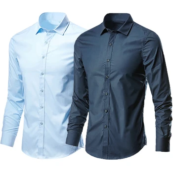 Официална Мъжка риза с дълъг ръкав, без желязо Бизнес Slim Fit Корея работа За мъже Бяла Всекидневен костюм, Риза 2021 Пролет Есен S-5XL