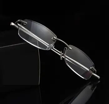 Очила за четене от алуминиева сплав без рамки на Жените и Мъжете на възраст Над HD Лещи от смола Очила за старческо Gafas De Lectura Читатели