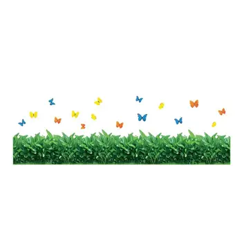 Первази Зелена трева пеперуда САМ Подвижни Художествени винилови стикери за стена Дневна Спалня рисувани Стенни Стикер начало декор пинающая линия