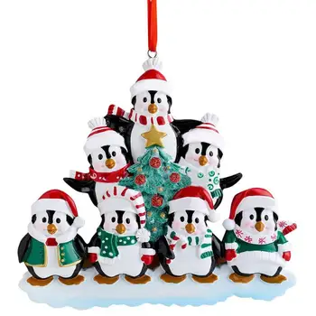 Персонализирани Украшение Коледно Дървена Семеен Украшение Пингвини САМ Ръкописни Декорация за Окачване Коледен Подарък на Нова Година