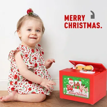 Пластмасов Паричен Кутия На Дядо Коледа Сладък Коледен Автоматична Кутия За Монети Коледно Прасенце Е-Касов Апарат За Коледни Подаръци За Деца