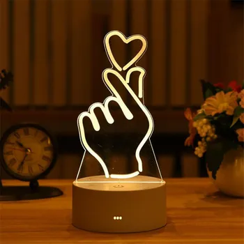 Подарък за Свети Валентин 3D Лампа Любов Акрилни Мечка Роза LED нощна светлина Детски Подарък За Рожден Ден Бъни Великден Деко Сватбена украса