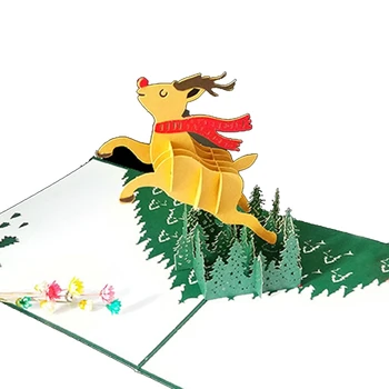 Поздравителни електронни картички-Коледа 3D Картички с Коледна елха Коледна украса Зимни подаръци, Лазерно Рязане Поздравителни картички за честита Нова Година Дядо коледа