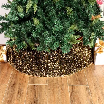 Поли за Коледно Лъскава пола за коледната елха Текстилен килим през Цялата Златни пайети Подложки за Коледно Красива Снимка Дърво