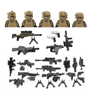 Полицейски фигурки специалните сили на САЩ градивните елементи на WW2 Военен Снайперист Броня Аксесоари за оръжие, Каска, Жилетка, Мини-Тухли Играчка за деца