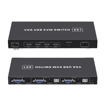 Преминете VGA KVM 2 Порта 1080P Преминете VGA USB Switch KVM Превключвател VGA Сплитер Кутия за Съвместно Използване на Клавиатурата на Принтера бутон Превключвател KVM