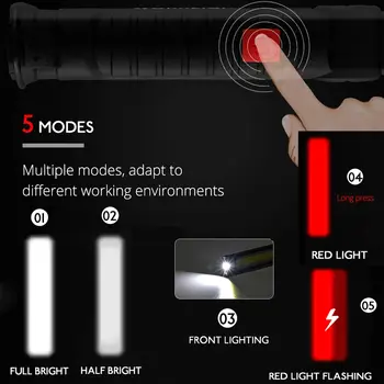 Преносим LED Работна Лампа Акумулаторна COB Фенерче с Магнитна Основа Окачен на Кука Супер Ярки led фенерче за ремонт на автомобили