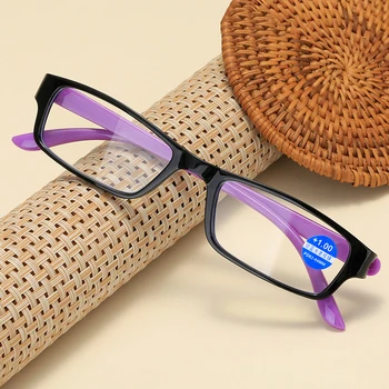 Привидно Малки Квадратни Очила За Четене ултра-леки, Комфортни Дальнозоркие очила Очила С Анти-синя светлина Със Степен от +1.0 до +3,5