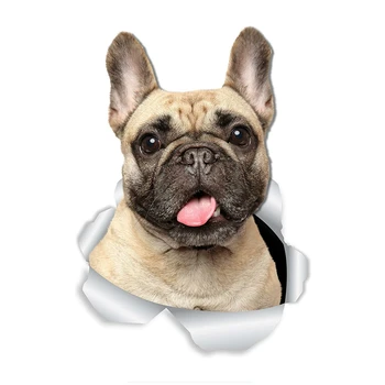 Привлекателна Френска куче-Булдог Стикери за стена Френска куче Стикер на Тоалетна 3D Куче Стикер на прозореца на колата и броня