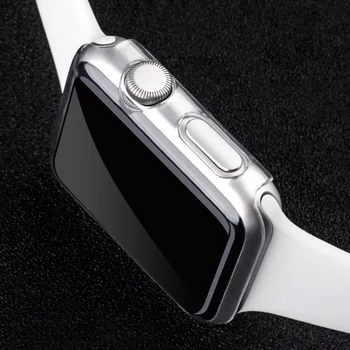 Прозрачен Калъф+Стъкло за Apple Watch Серия Se 65432 38 ММ 42 ММ 40 ММ 44 ММ Smart iWatch Прозрачно Защитно покритие за целия Екран Броня